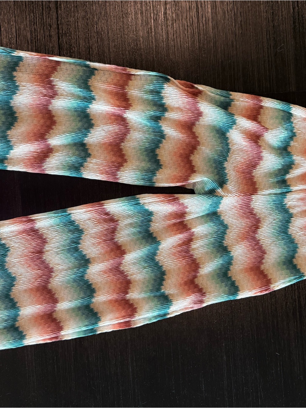 Show Me Your Mumu Ribbed Ombre Knit Scarf — Teal, Coral & Cream